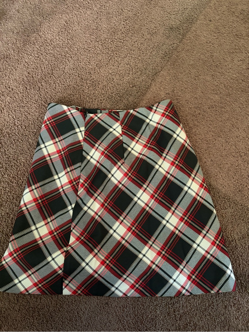 H&M Plaid A-Line Mini Skirt in Black, Red & White